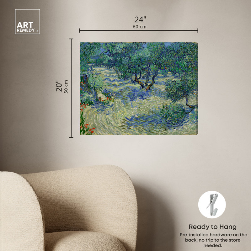 Art mural floral Vincent Van Gogh, H 20 po x l 24 po, Toile tendue