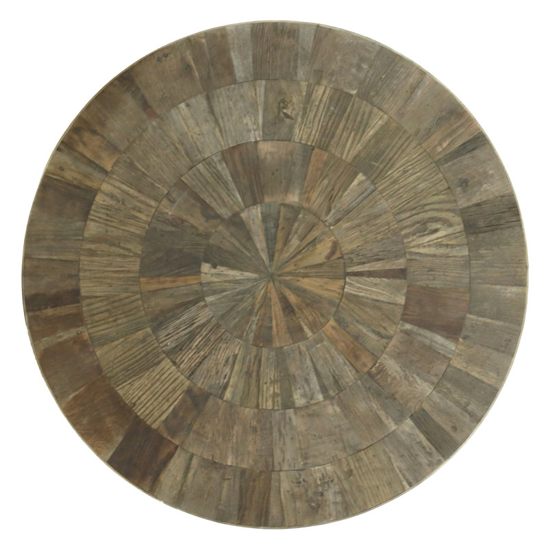 Round Solid Wood Top Metal Base Dining Table