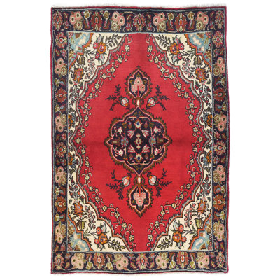 One-of-a-Kind Red Traditional 4X5 Oriental Area Rug
