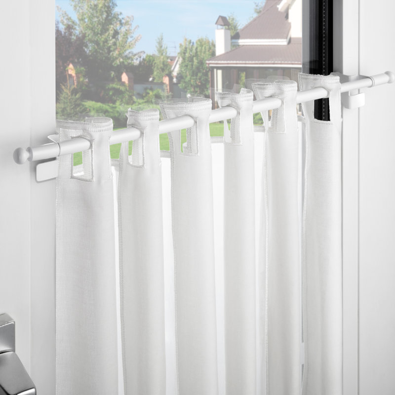 Balance Curtain Single Pole, 80 cm - 110 cm L, White