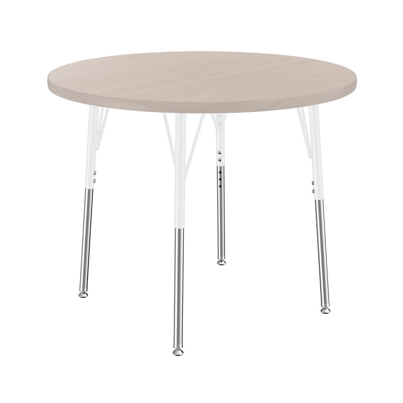 Table ronde 36 "à fil de bois thermofusionné avec pieds réglables standard - sable asiatique / blanc, Beige