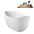 59" Streamline Soaking Glossy White Freestanding Tub With Internal Drain in Polished Brass
