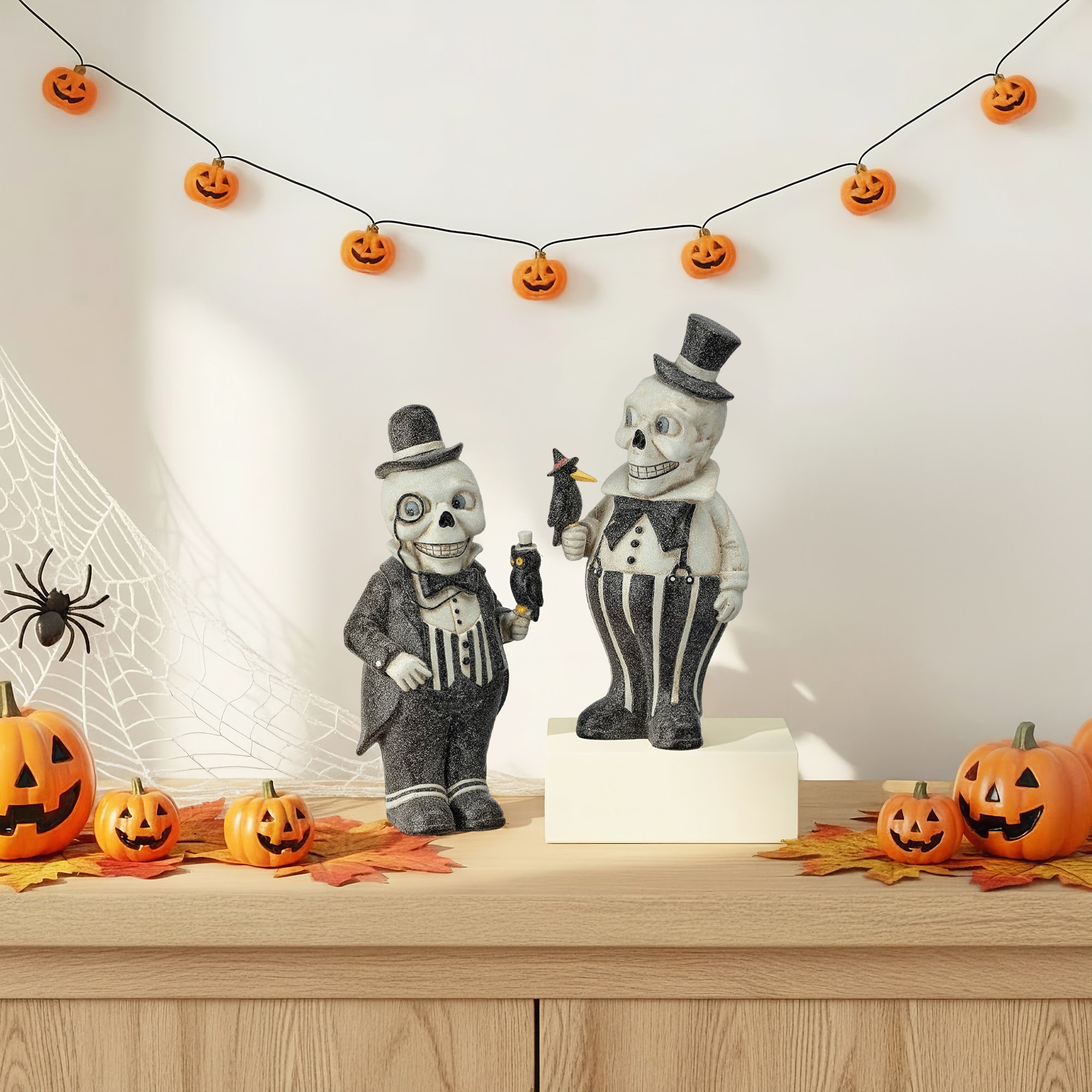 10" Paperpaulp Halloween Skeleton Set of 2