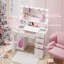 Coiffeuse Hollywood avec prises et grand miroir, plateau en verre