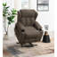 Fauteuil inclinable électrique brun en lin avec mouvement et porte-gobelet