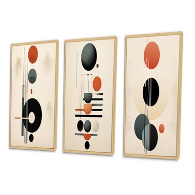 «Waning With The Moon Circular Retro Geometrics I», ensemble de 3 pièces d'art géométrique moderne