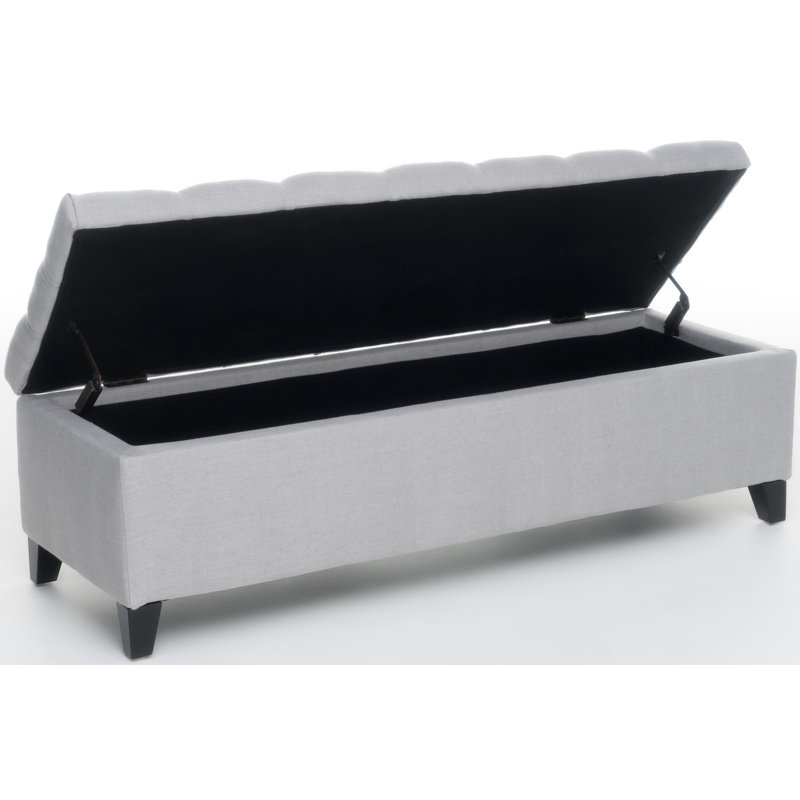 Banc de rangement en tissu Amalfi, Polyester gris clair, 17" H x 51" W x 17.5" D