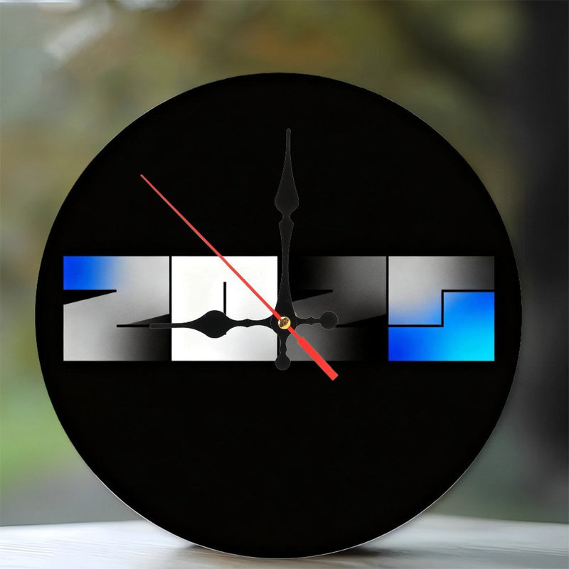 Horloge murale 10 po 2026 | Quartz silencieux, imprimé UV, à piles, Gris froid / bleu