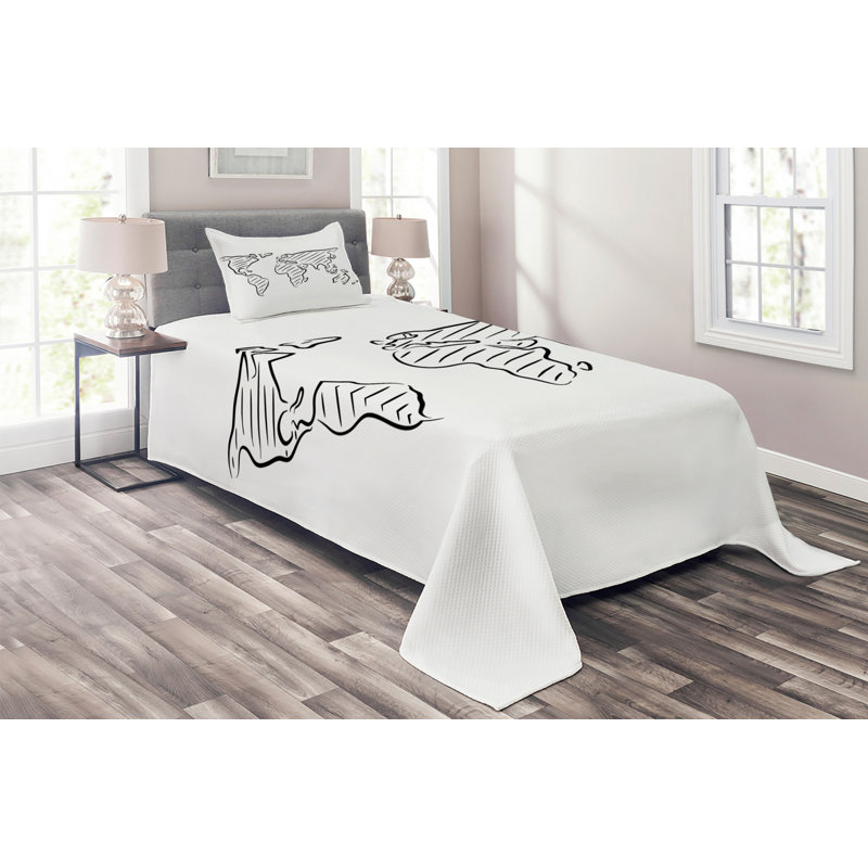 Eclectic Polyester Coverlet, Twin Bedspread + 1 Sham
