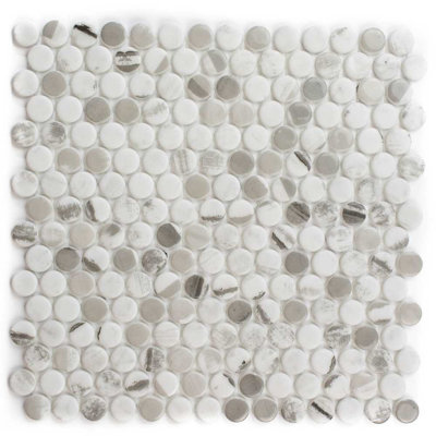 Eterna Penny 12" x 12" Glass Round Mosaic Wall & Floor Tile