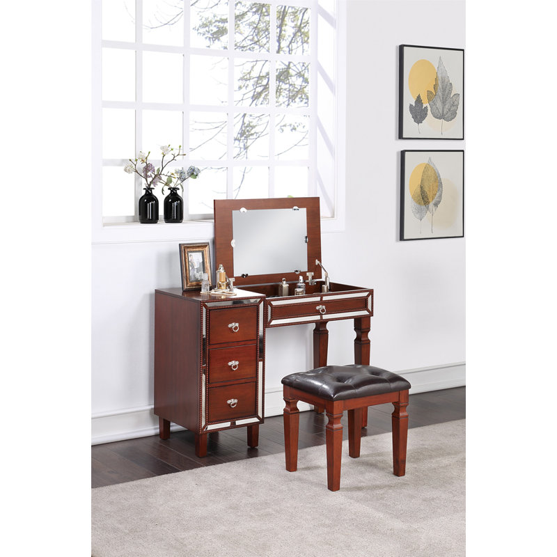 Ensemble de meuble-lavabo traditionnel couleur cerise avec tiroirs de rangement 1 pièce, Cerisier