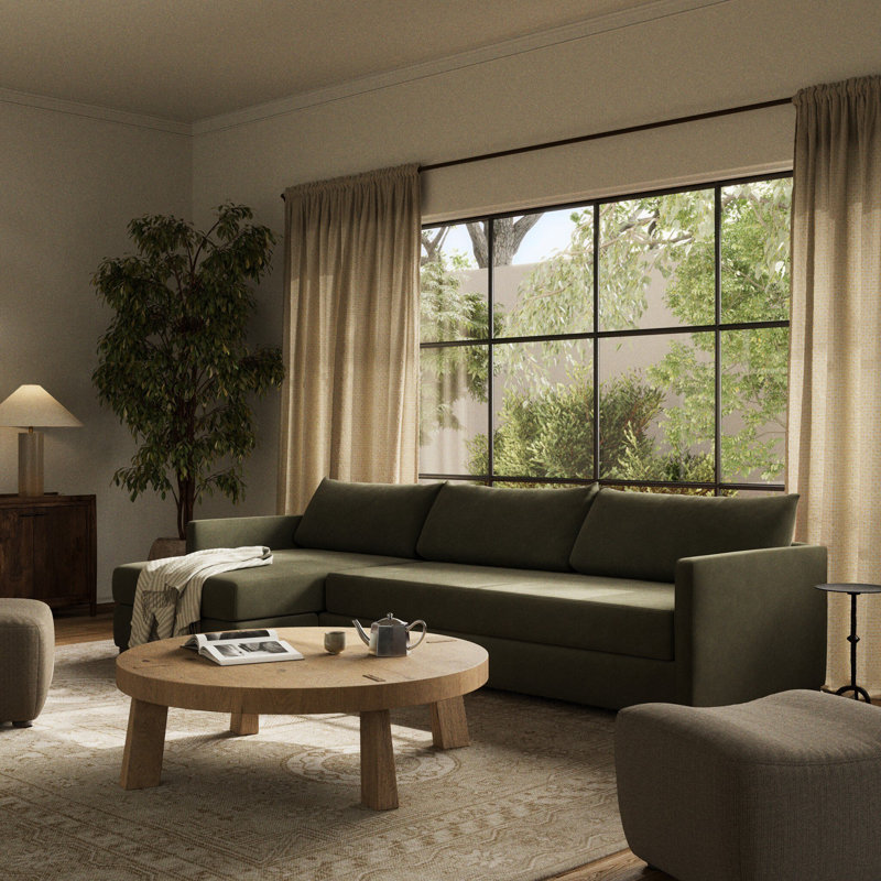Wickham Chaise Sectional, Left Hand Facing, Crypton Nomad Snow Polyester Blend