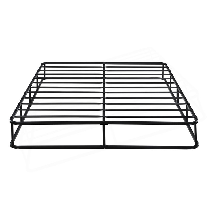 Structure de base en métal noir 1pc Eastern King Mattress Foundation avec housse en tissu texturé