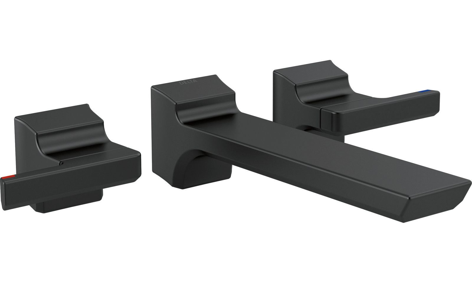 Pivotal Double Handle Wall Mounted Bathroom Faucet, Matte Black