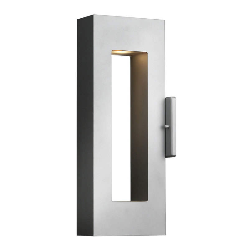 Sleek Titanium 16" LED Outdoor Wall Sconce with Etched Lens