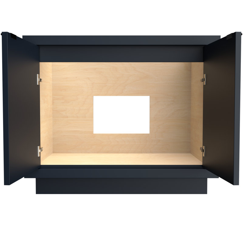 Meuble-lavabo simple Lecrieu, Bleu La Haye, Noir mat, 42"