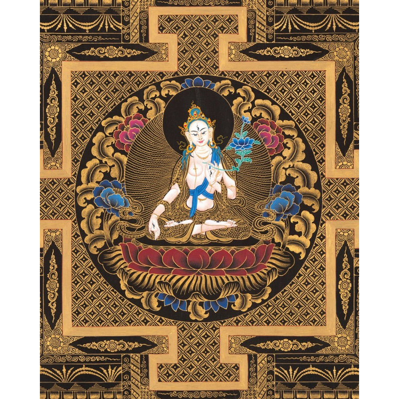Mandala blanc Tara (Thangka sans brocart)