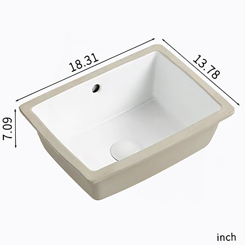 Undermount Bathroom Sink White Rectangle Porcelain Ceramic Vessel Sinks Deep Basin With Overflow Lavatory Vanity Sink Mounted Under The Counter