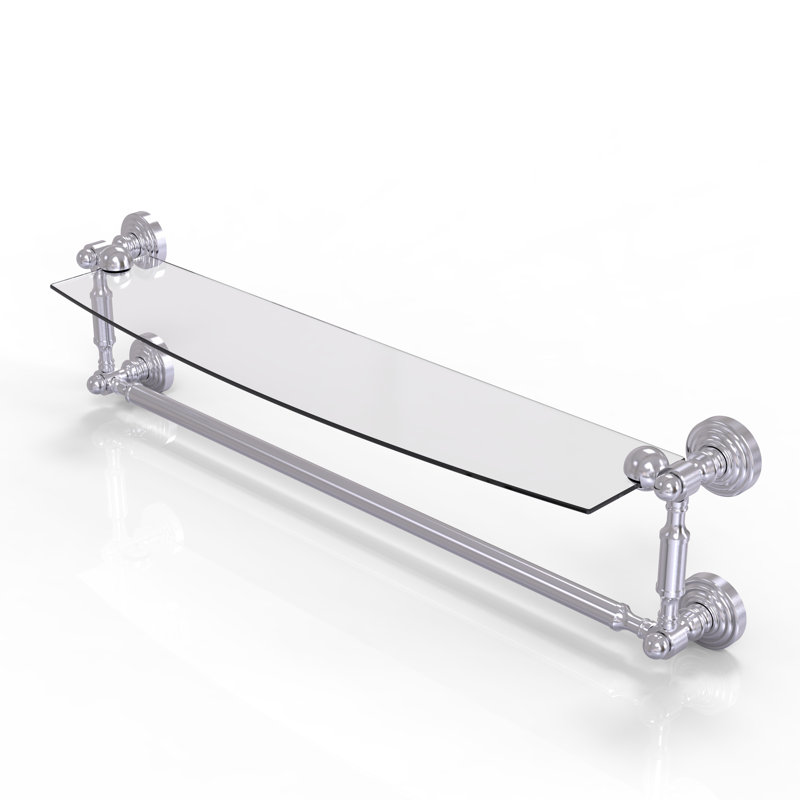 Beresford Bracket Shelf with Towel Bar, 5" H x 25.7" W x 6.1" D, Satin Chrome