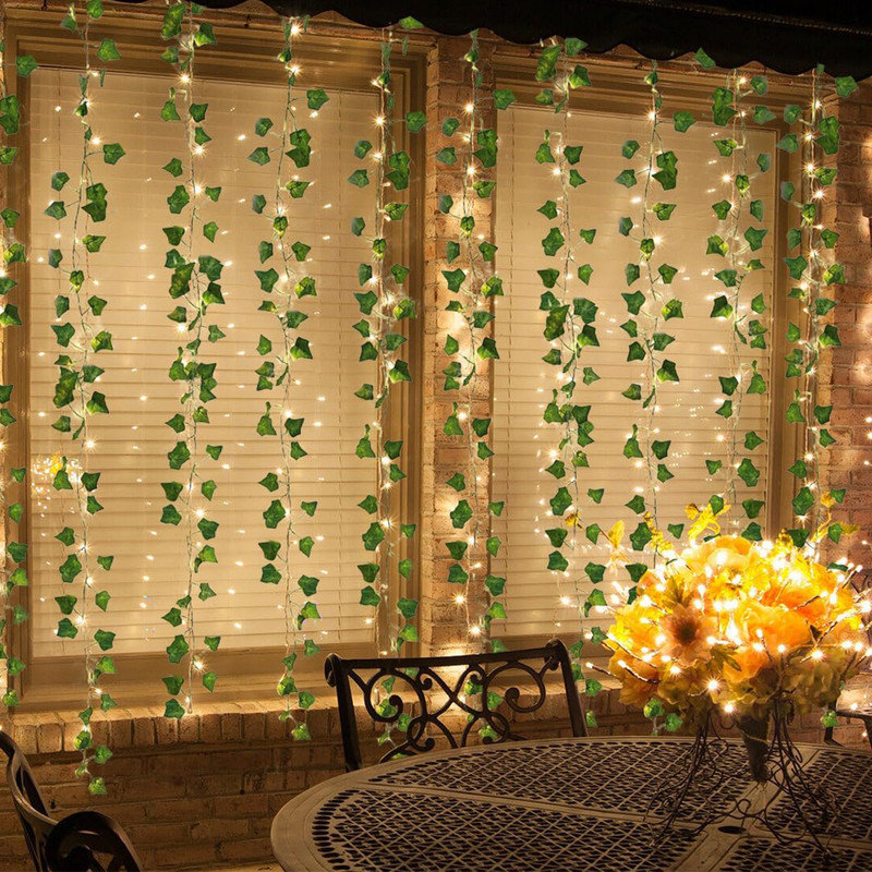 118 Inches Plant Garland Hanging Vines with Lights LED Strings Artificial Ivy, 118.08" H x 1" W x 1" D