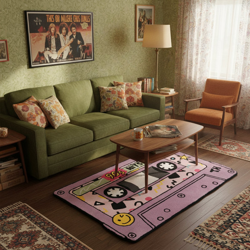 Tapis décoratif cassettes Retro 90S Mixtape