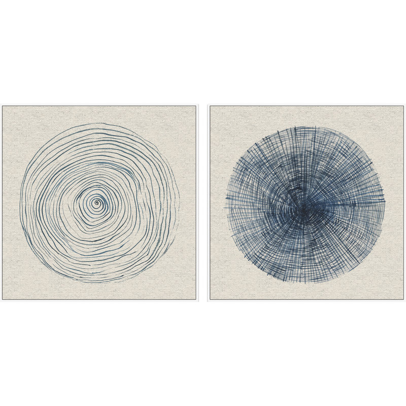« circle lines iii diptych »-2 pièces, ensemble de 2 reproductions encadrées sur toile, H 48 po x l 48 po x L 1,5 po