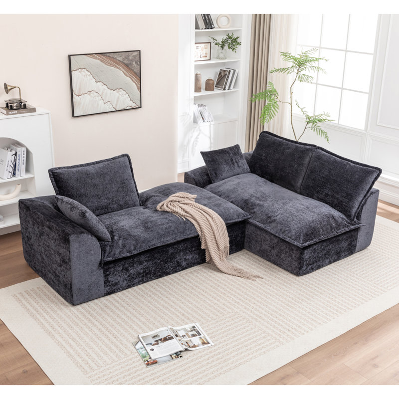 Grand canapé modulaire 103 "désossé 103" Cloud, Orienté à droite, Chenille noir