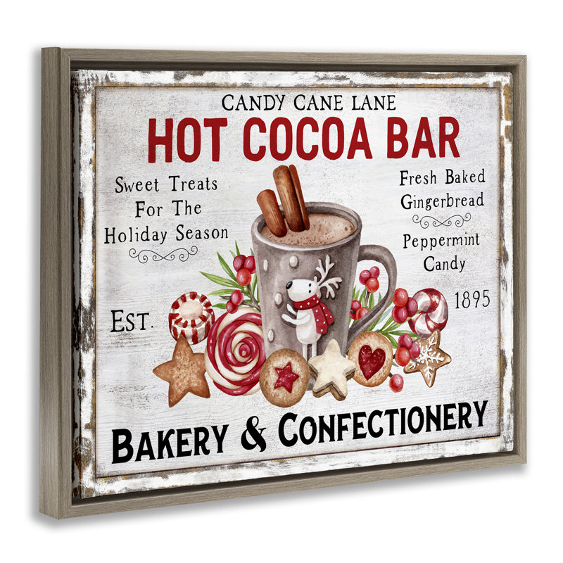 Art mural sur toile «Hot Cocoa Confectionery» par Creatif Belle, Cadre flottant orme Montalcino, H 25 po x l 31 po