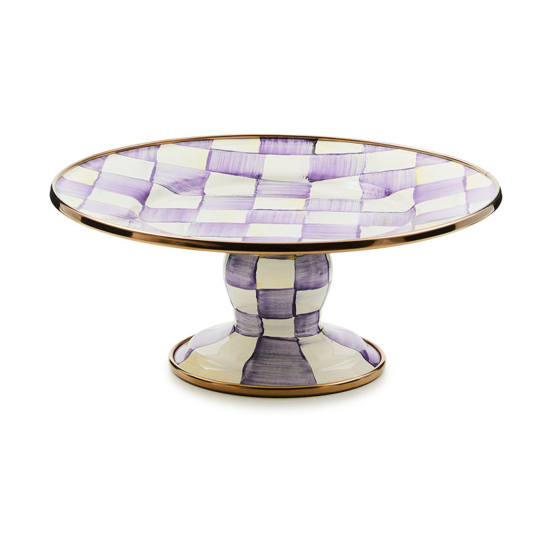 Violet Check Pedestal Platter