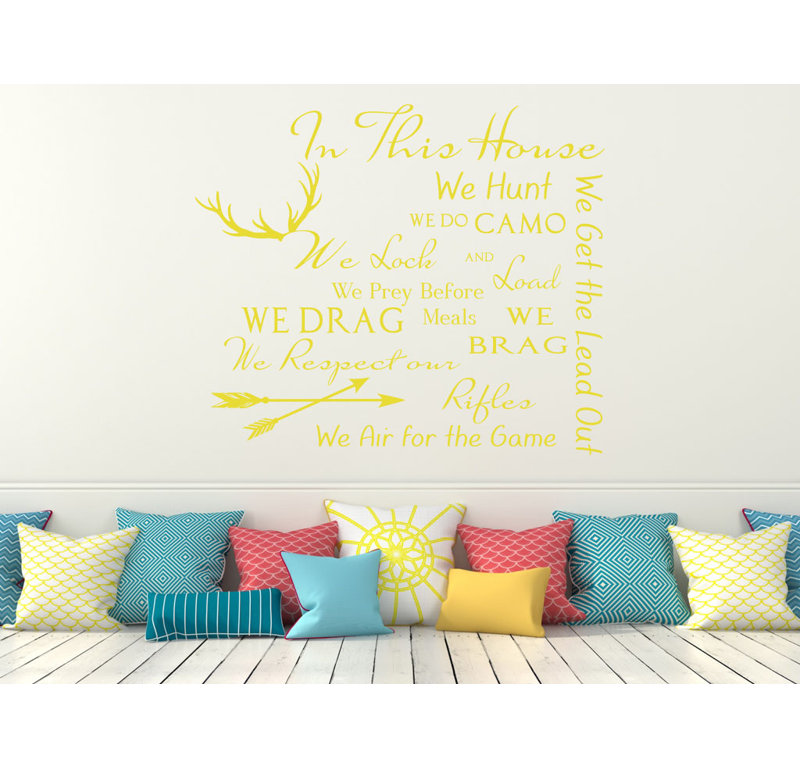 Décalcomanie murale citation règles maison family, Jaune