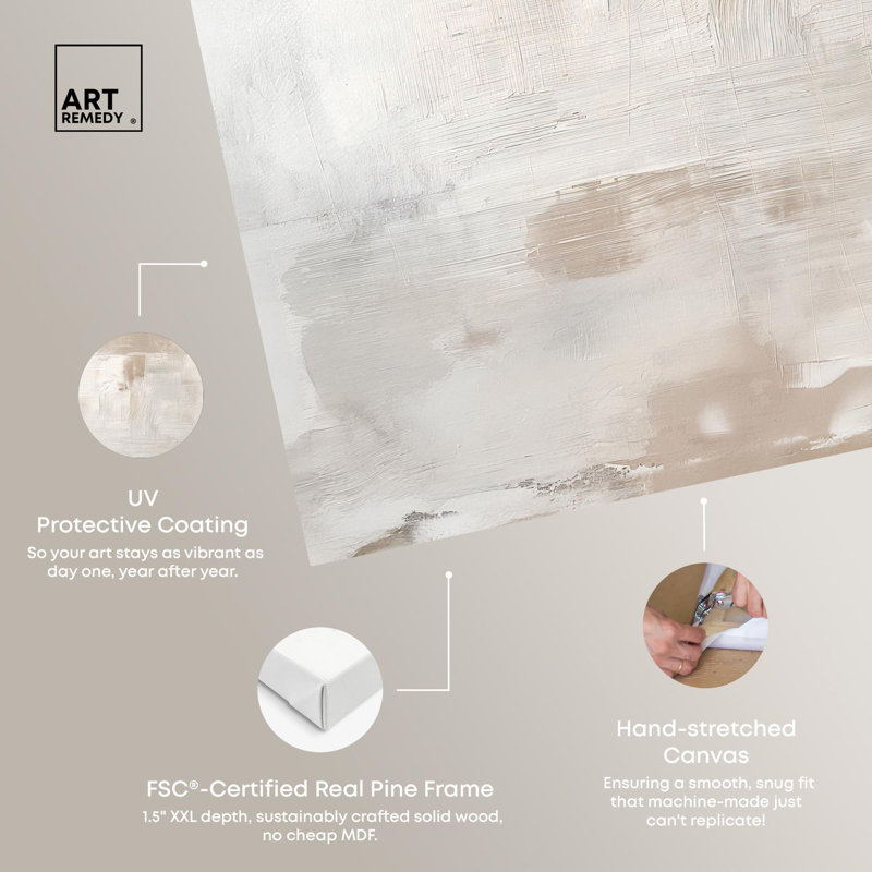 Arid Hues Beige and White Abstract Canvas Art, 20" x 20"