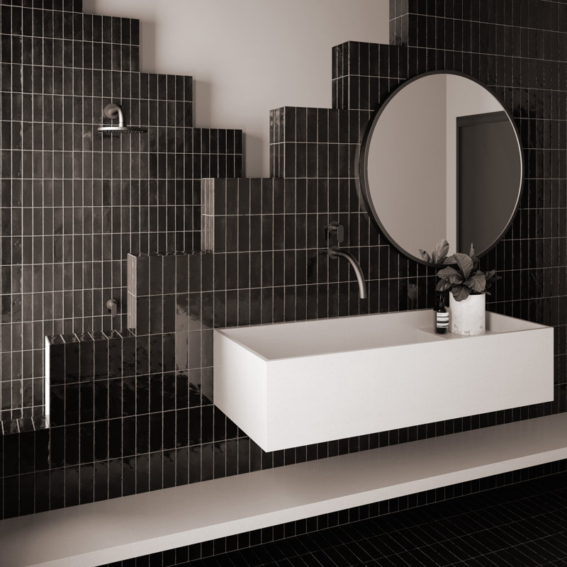 Carrelage mural en porcelaine 2 "x 6" Coco, Chapeau noir