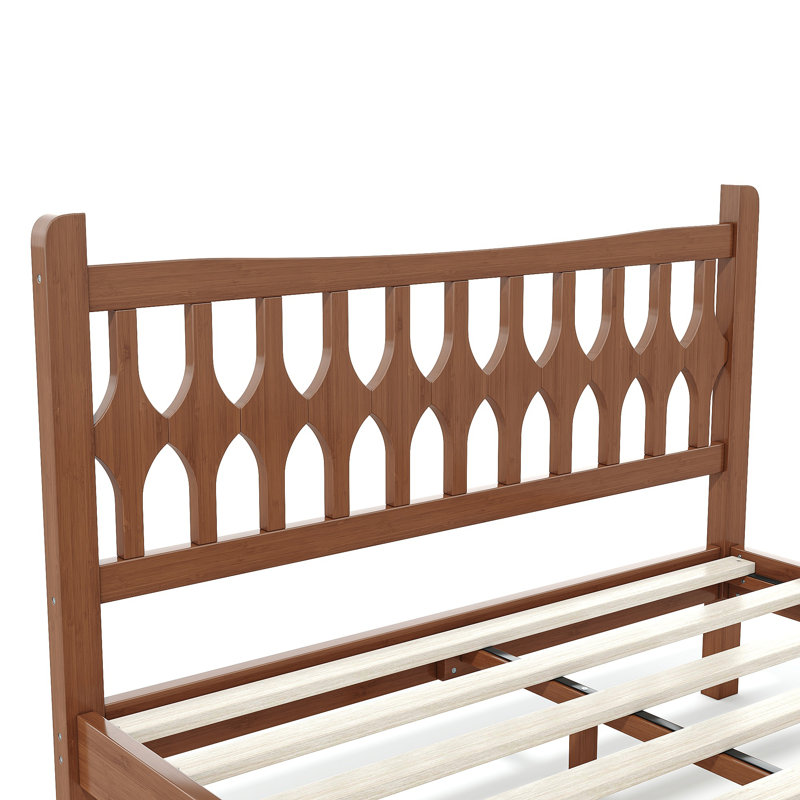 Lit plateforme en bambou Modern Beds Full, tête de lit rustique en forme de diamant pour la maison