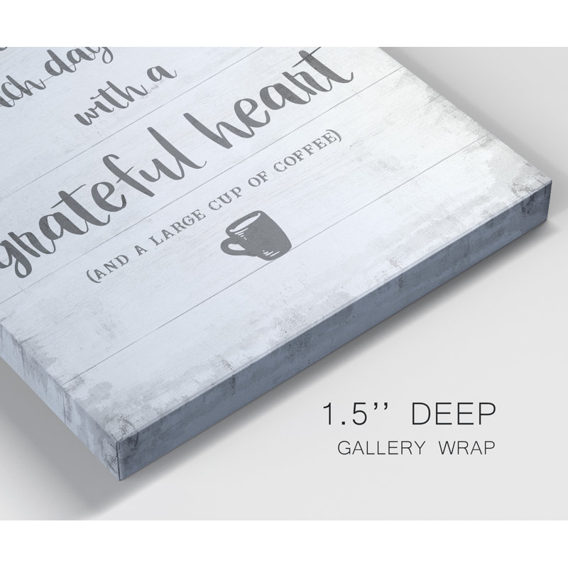 «Grateful Coffee», reproduction d'art textuel sur toile tendue, H 20 po x l 16 po