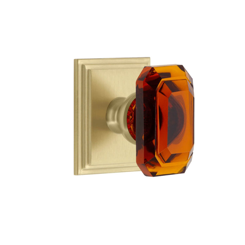 Rosette Grandeur Carré avec bouton baguette en cristal, 2.375", Laiton satiné