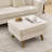 29.7''W Upholstered Mid-Century Modern Ottoman,Faux Leather Footrest With Soild Wood Legs, Coffee Table Stool For Living Room, Bedroom, Entryway-30302487