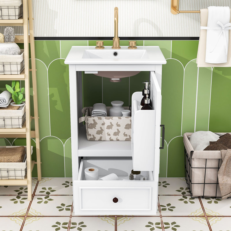 Space-Saving 20-Inch Bathroom Vanity with Sink, White
