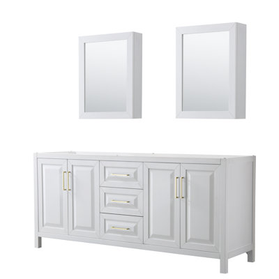 Base de meuble-lavabo double de salle de bain 79" avec armoires à pharmacie seulement Daria