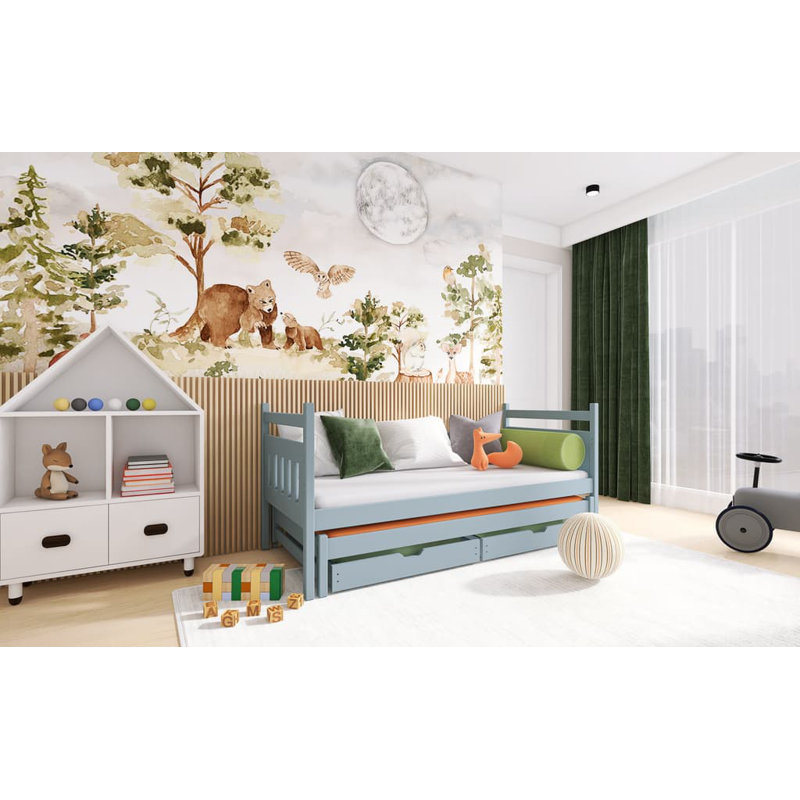 Turaco 90 X 190cm Bunk Bed with Storage Included with Trundle Included, Grey