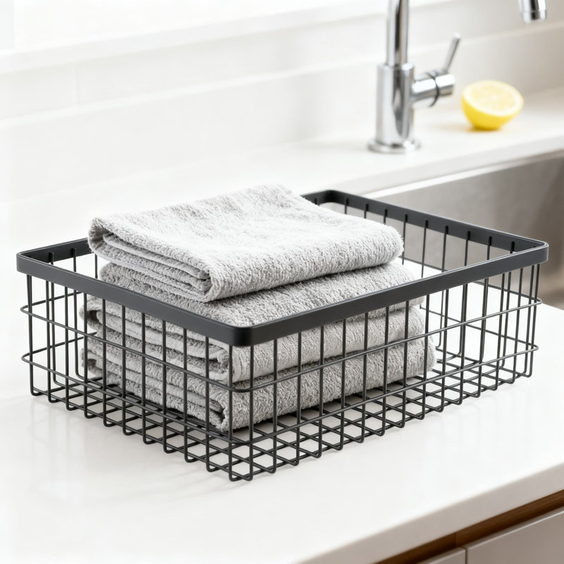 GE Panier de rangement rectangulaire robuste en fil métallique pour l'organisation du garde-manger, les produits de cuisine et l'utilisation commerciale