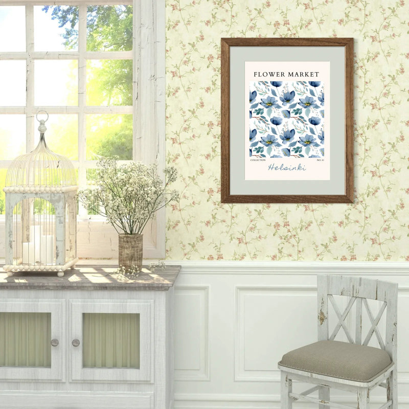 Helsinki Midnight Bloom Watercolour Art Print – Nordic Floral Style, 30 cm H x 21 cm W