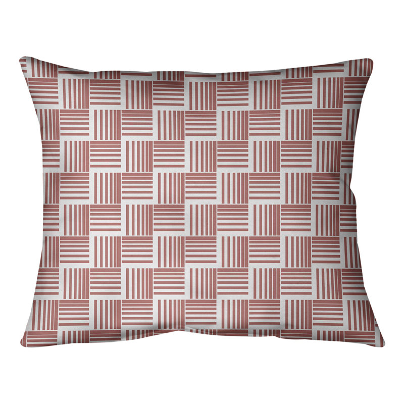 Coussin lombaire à rayures classiques Baskettressées, H 10 po x l 14 po, Rouge/blanc, Duvet/plume