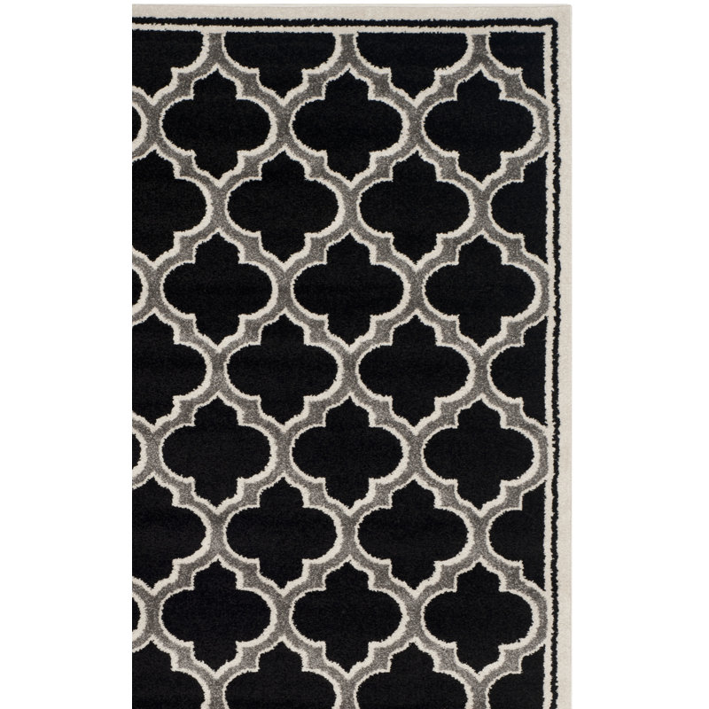 Ammundsen Geometric Anthracite/Ivory Area Rug, Square 7'