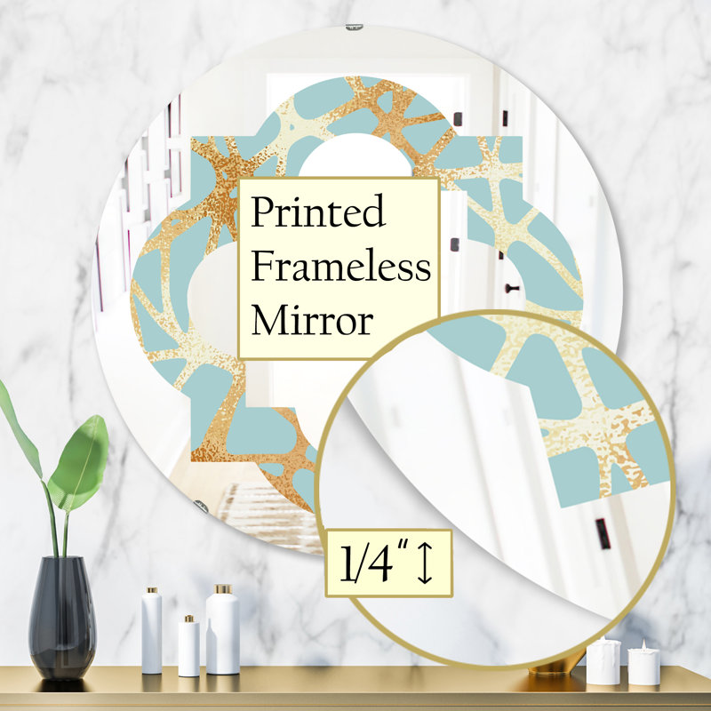 Miroir mural Glam, 31,5 po x 31,5 po, Motif géométrique de luxe quadrilobe IV