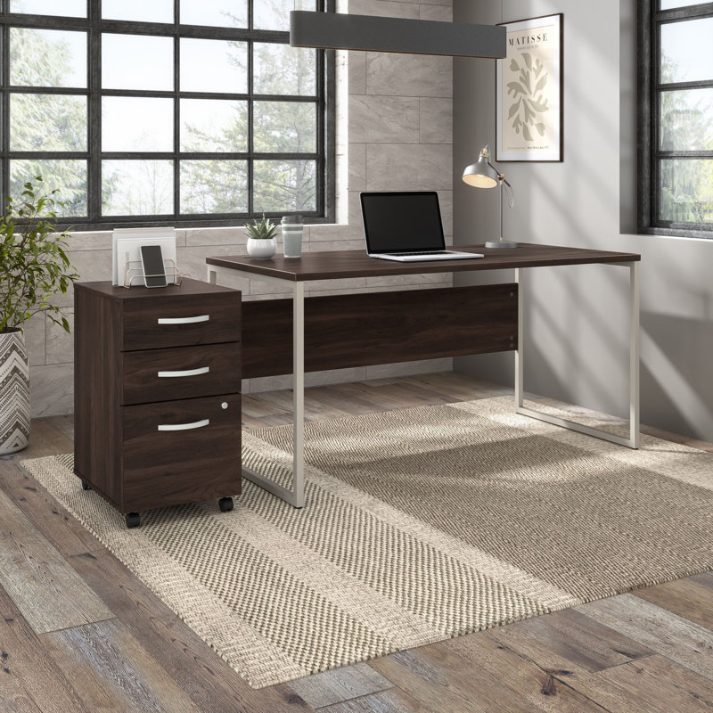 Bureau hybride, Brun, H 29,91 po x l 59,45 po x P 29,37 po
