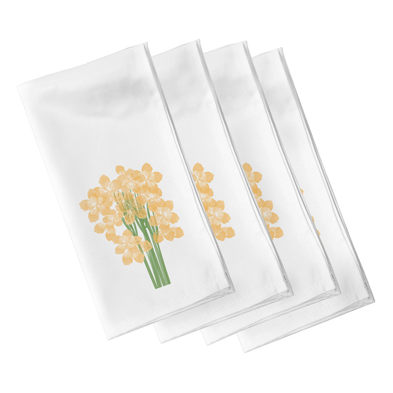 Cleven Polyester Floral Square Napkin, Yellow