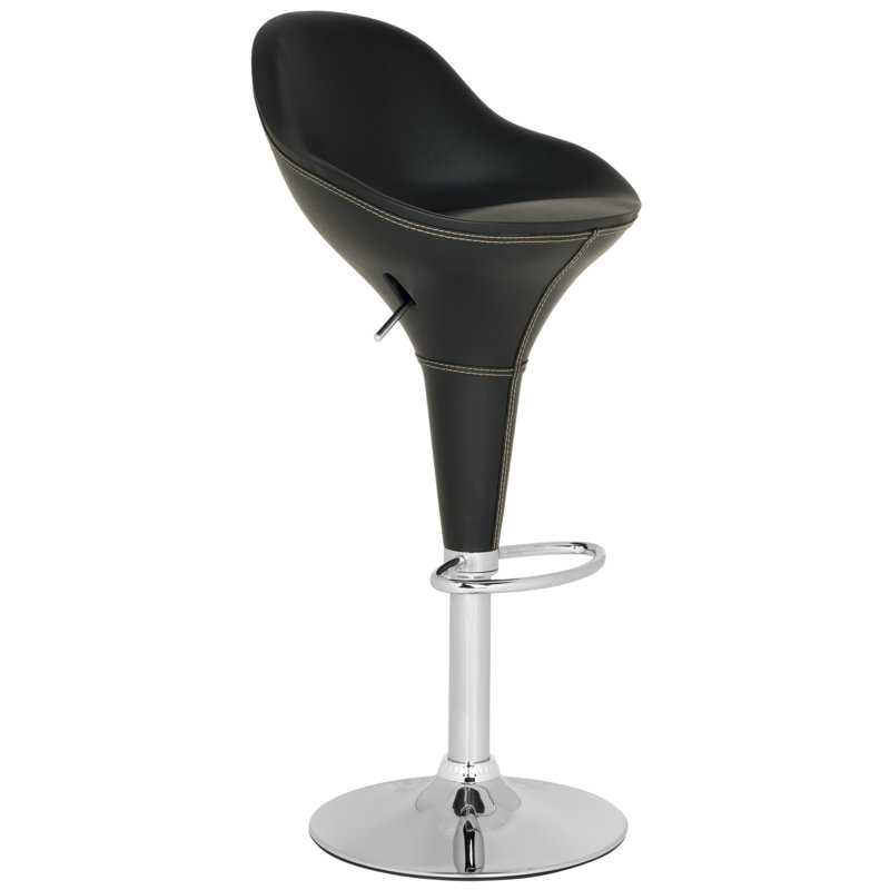 Tabouret tournant à hauteur réglable avec coussin, Noir