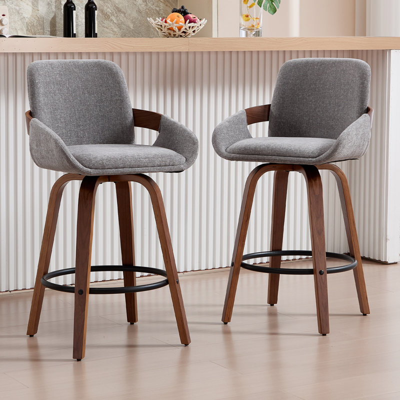 Ensemble de 2 tabourets de bar et de comptoir pivotants, Gris clair, 2