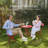 Iron Table And Folding Chair Set, 2 - Person Round Outdoor Dining Set-221042543