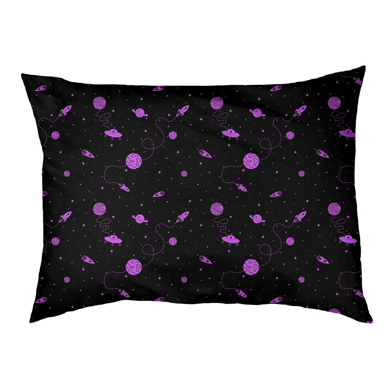 Coussin extérieur pour chien extérieur space Byrge, Moyen (L 29,5 po x P19,5 po x H 9,5 po), Noir / Mauve